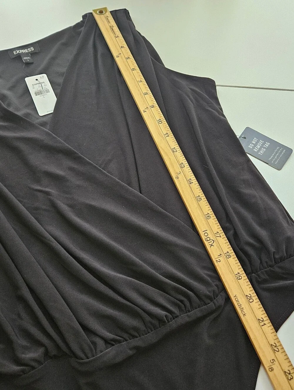 Express Sleeveless Surplice Bodysuit Womens L Black NWT Office Careerwear